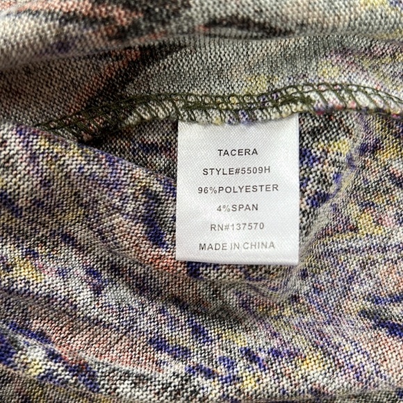 Tacera bell sleeve shift dress.  Size Large.  Green, gold, purple. Fall colors. - Picture 5 of 12